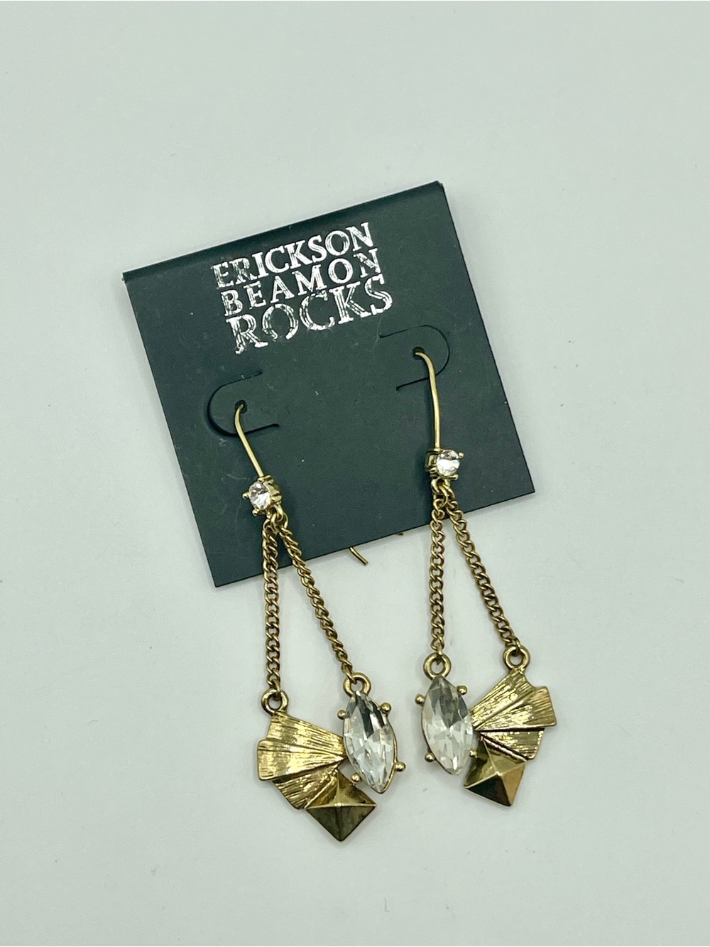 Erickson Beamon Gold-tone Clear Rhinestone Drop Earrings